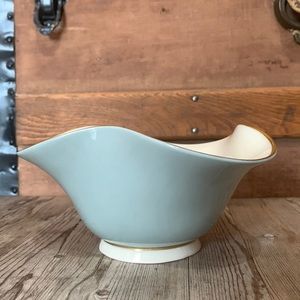 Beautiful bowl by Lenox. Dusty blue with gold edge and creamy white inside